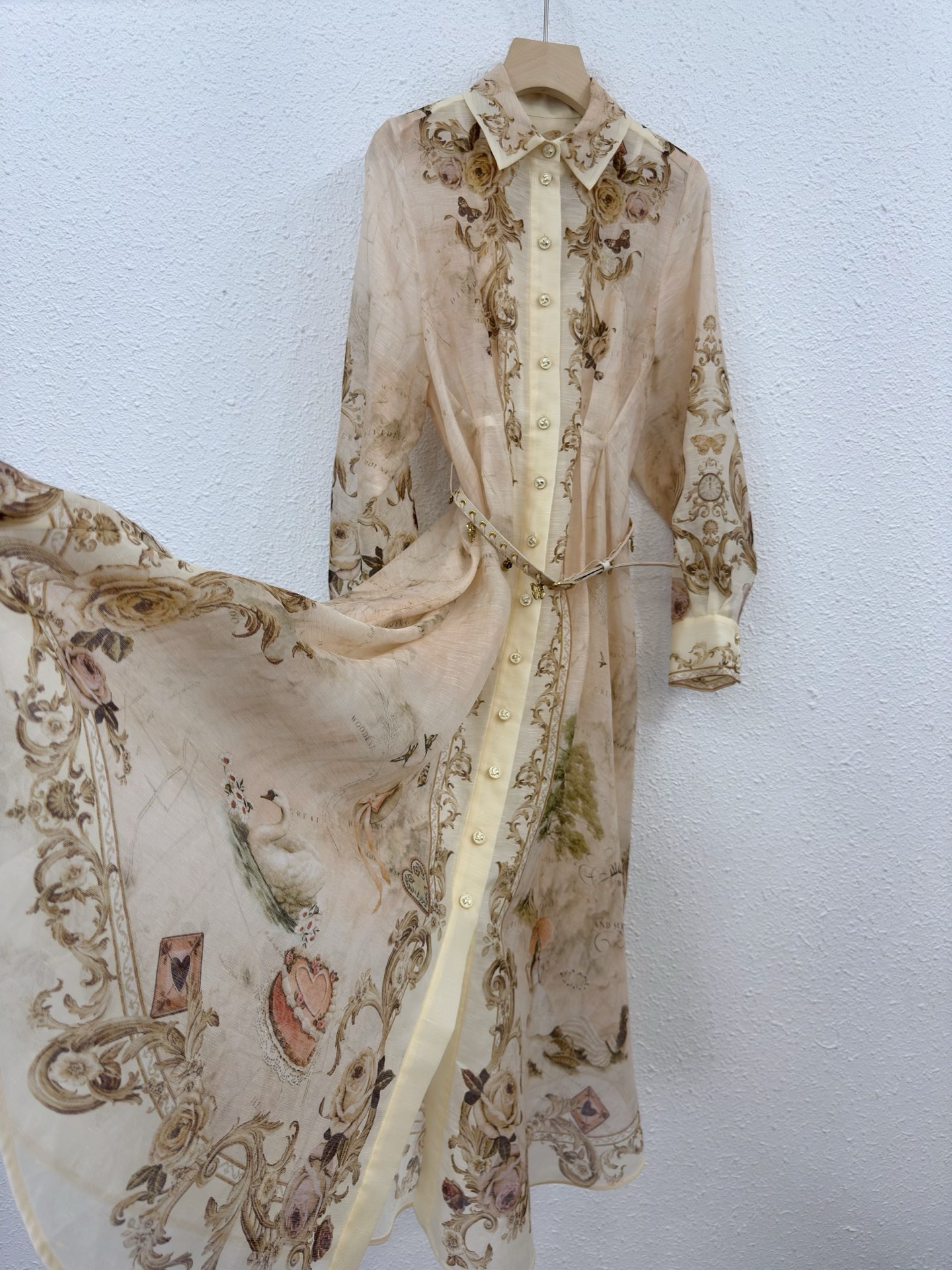 Elegant Floral Print Silk Linen Dress with Pendant Belt - Versatile Style 3 i1758341156613 3680 0 1