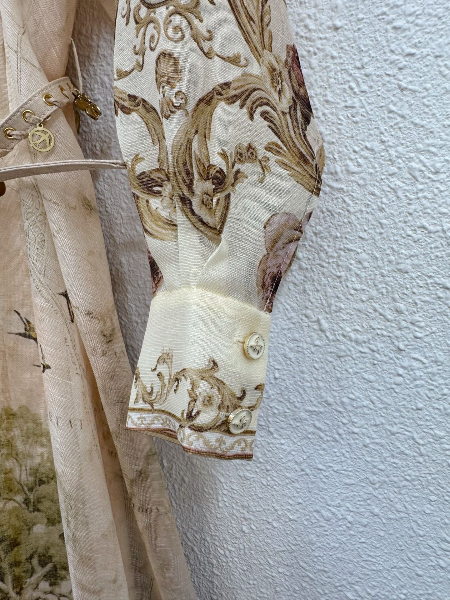 Elegant Floral Print Silk Linen Dress with Pendant Belt - Versatile Style 7 i1758341158109 2502 0 6