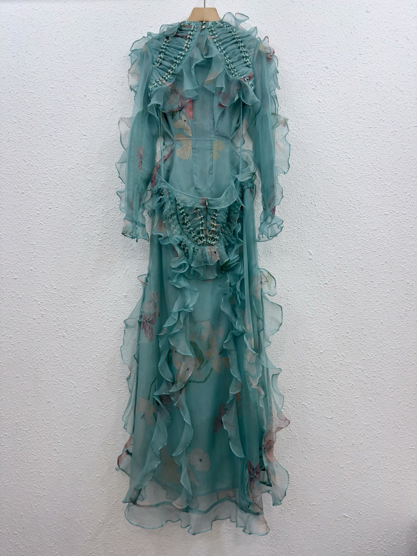 Elegant Backless Silk & Organza Woven Slit Dress - Luxurious & Chic 5 i1761456332336 8505 0 3