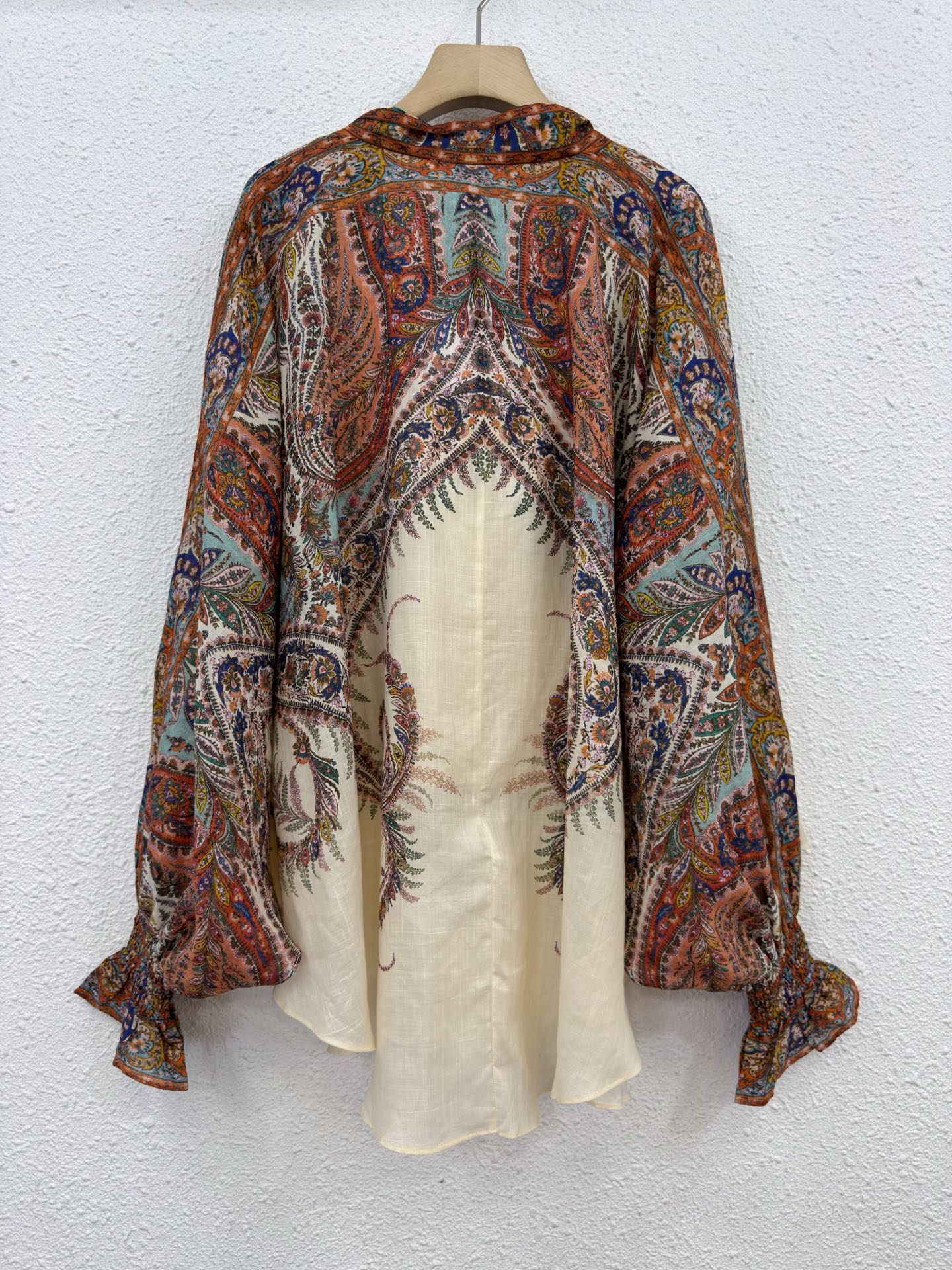 Paisley Print Linen Blend Top & Flared Pants Set - Creamy Bohemian Style 4 i1761967380115 3474 0 2