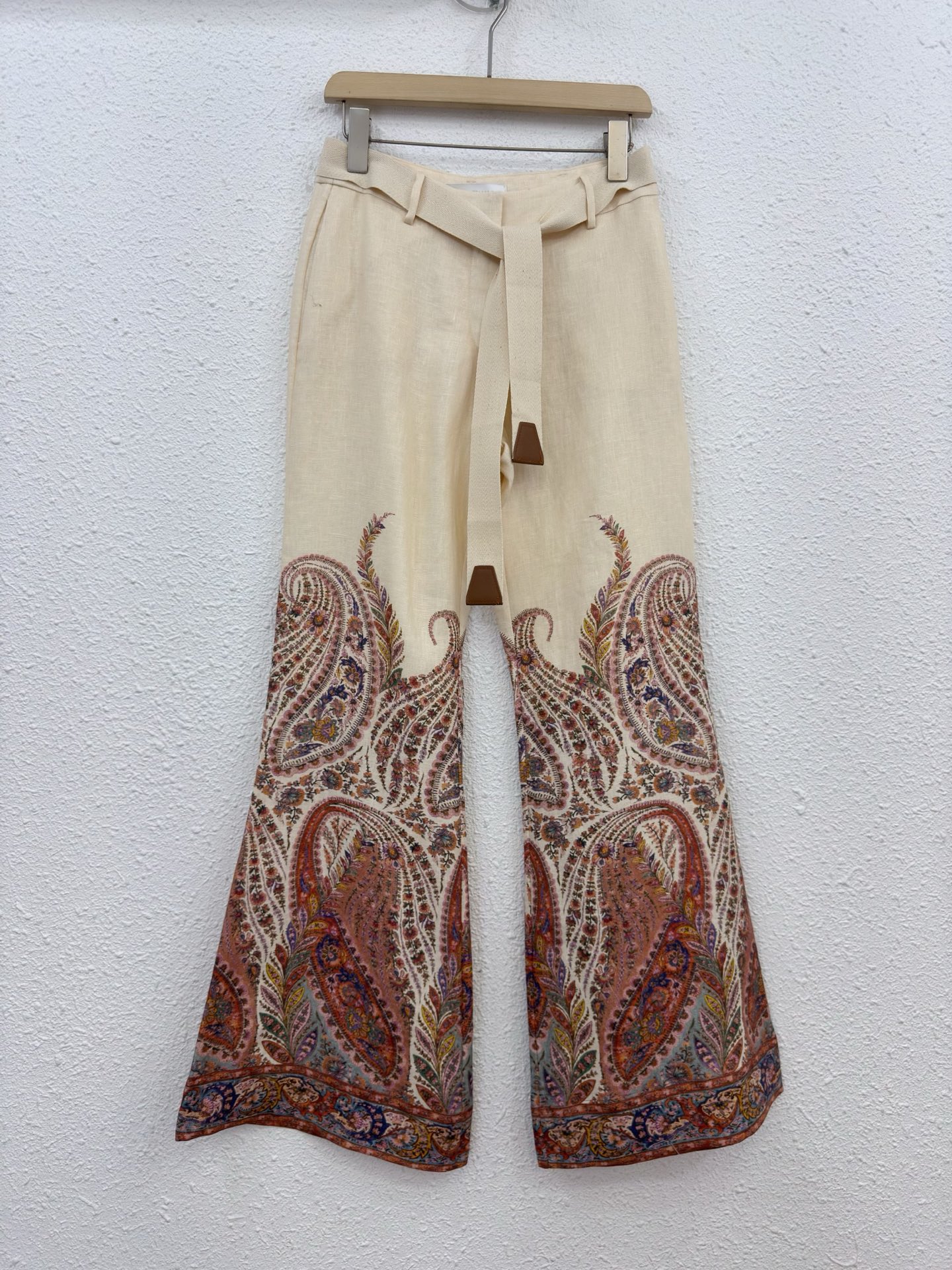 Paisley Print Linen Blend Top & Flared Pants Set - Creamy Bohemian Style 7 i1761967380137 8753 0 4