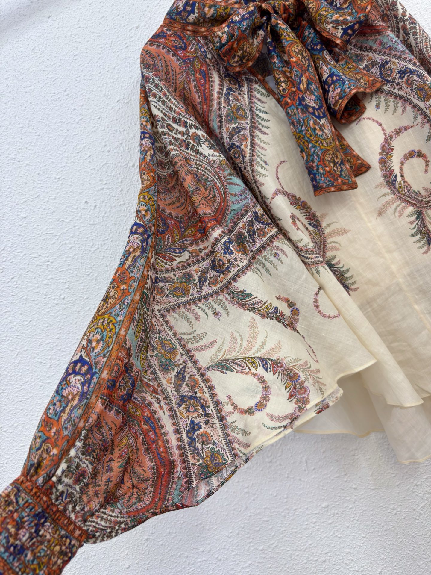 Paisley Print Linen Blend Top & Flared Pants Set - Creamy Bohemian Style 5 i1761967382162 2463 0 3