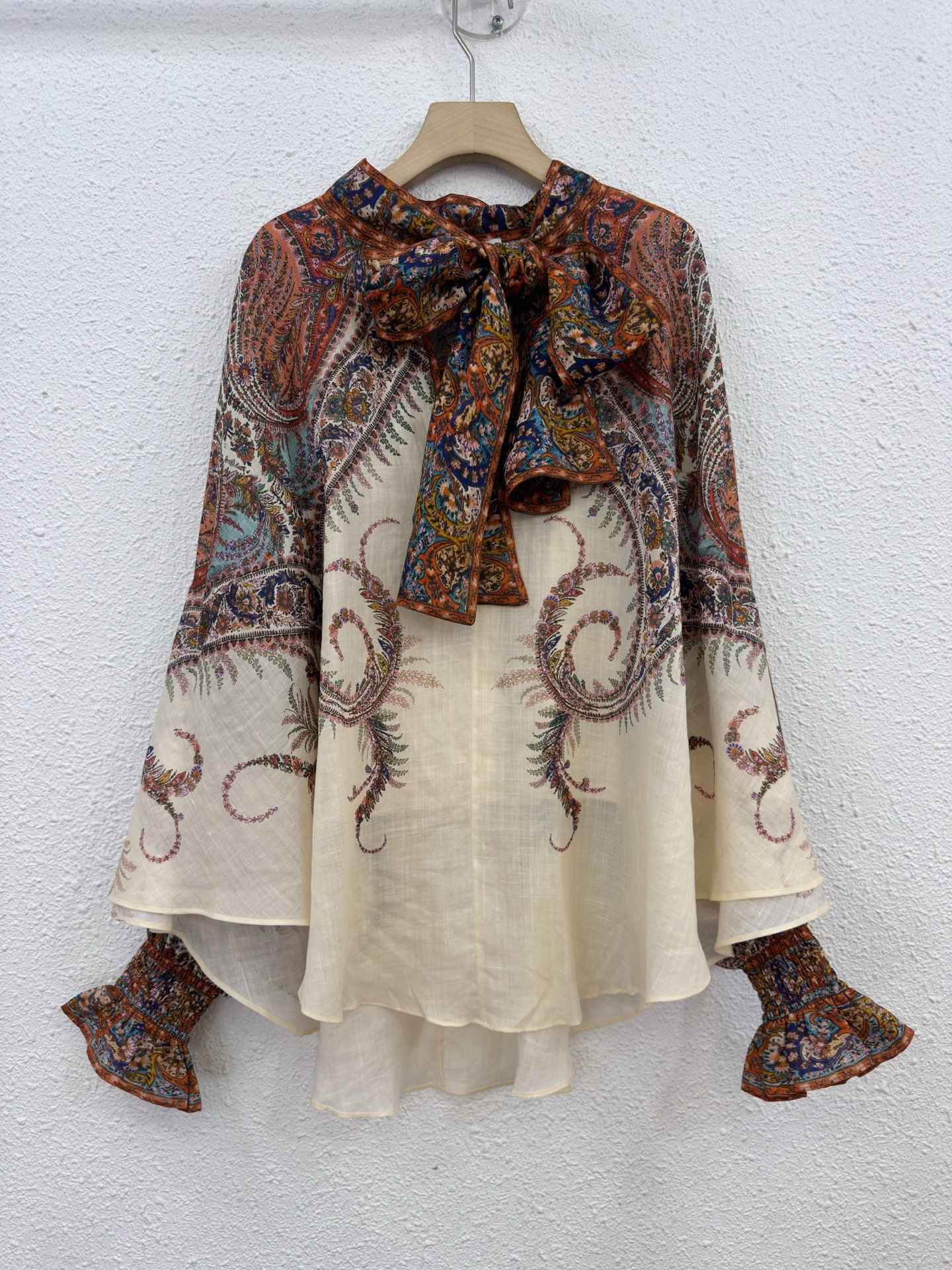 Paisley Print Linen Blend Top & Flared Pants Set - Creamy Bohemian Style 3 i1761967383067 1725 0 1