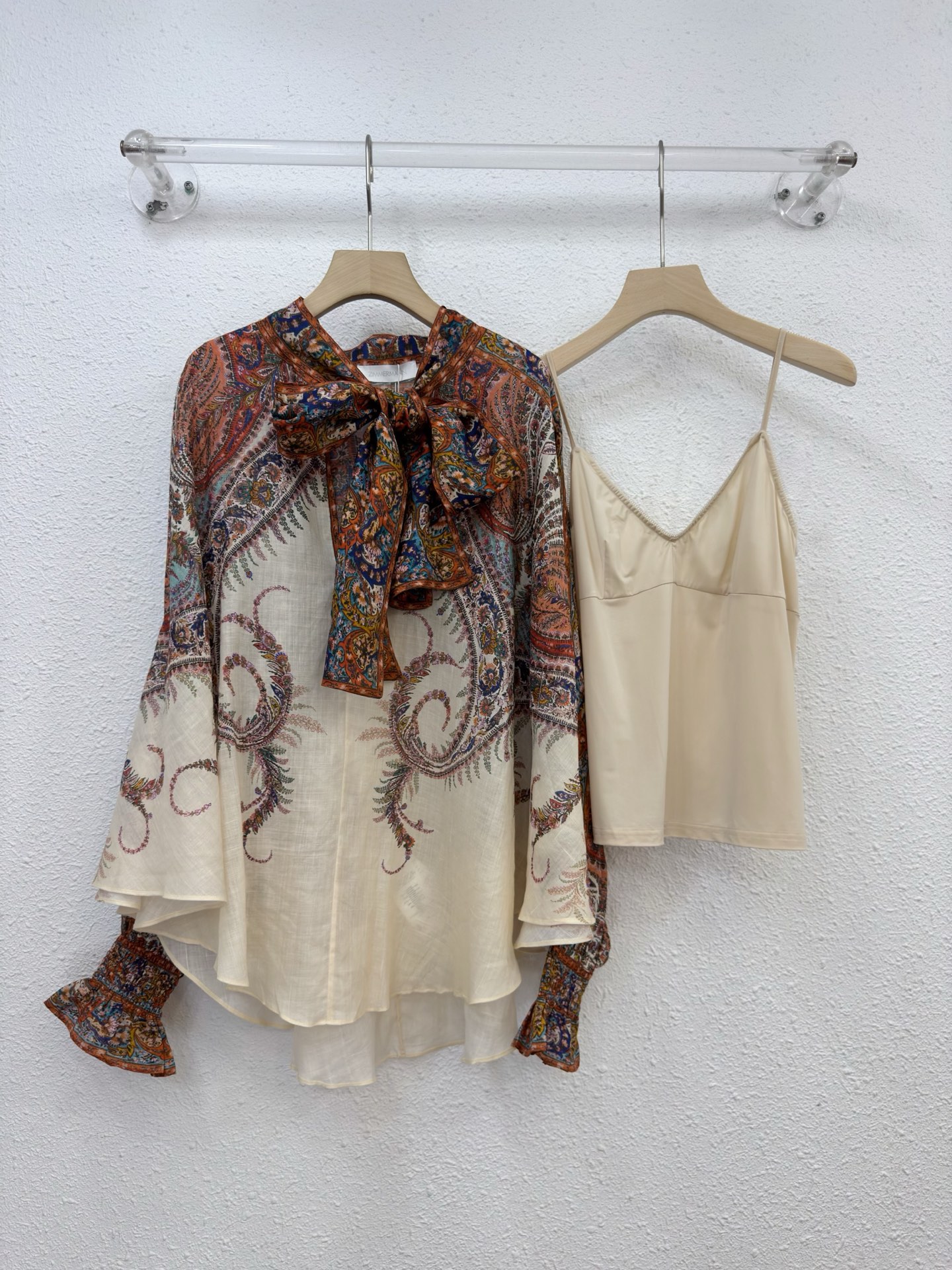 Paisley Print Linen Blend Top & Flared Pants Set - Creamy Bohemian Style 14 i1761967391411 9281 0 12