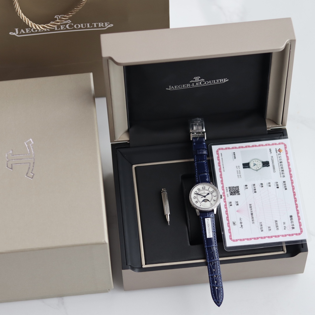 Buy 1:1
 Jaeger-LeCoultre AAA
 Watch Blue White Set With Diamonds Calfskin Cowhide