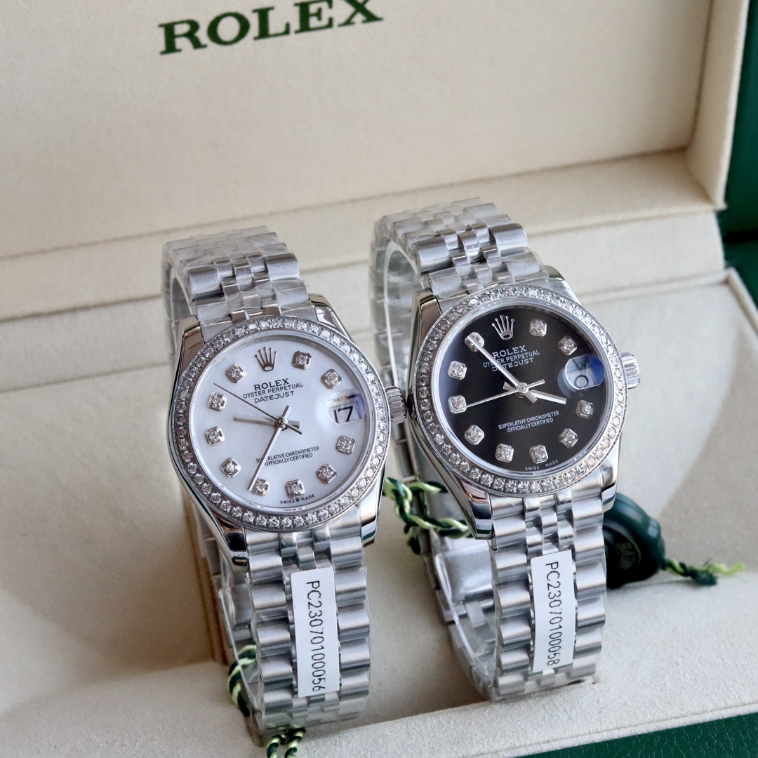 Rolex Datejust Watch Blue White Set With Diamonds Women Weave