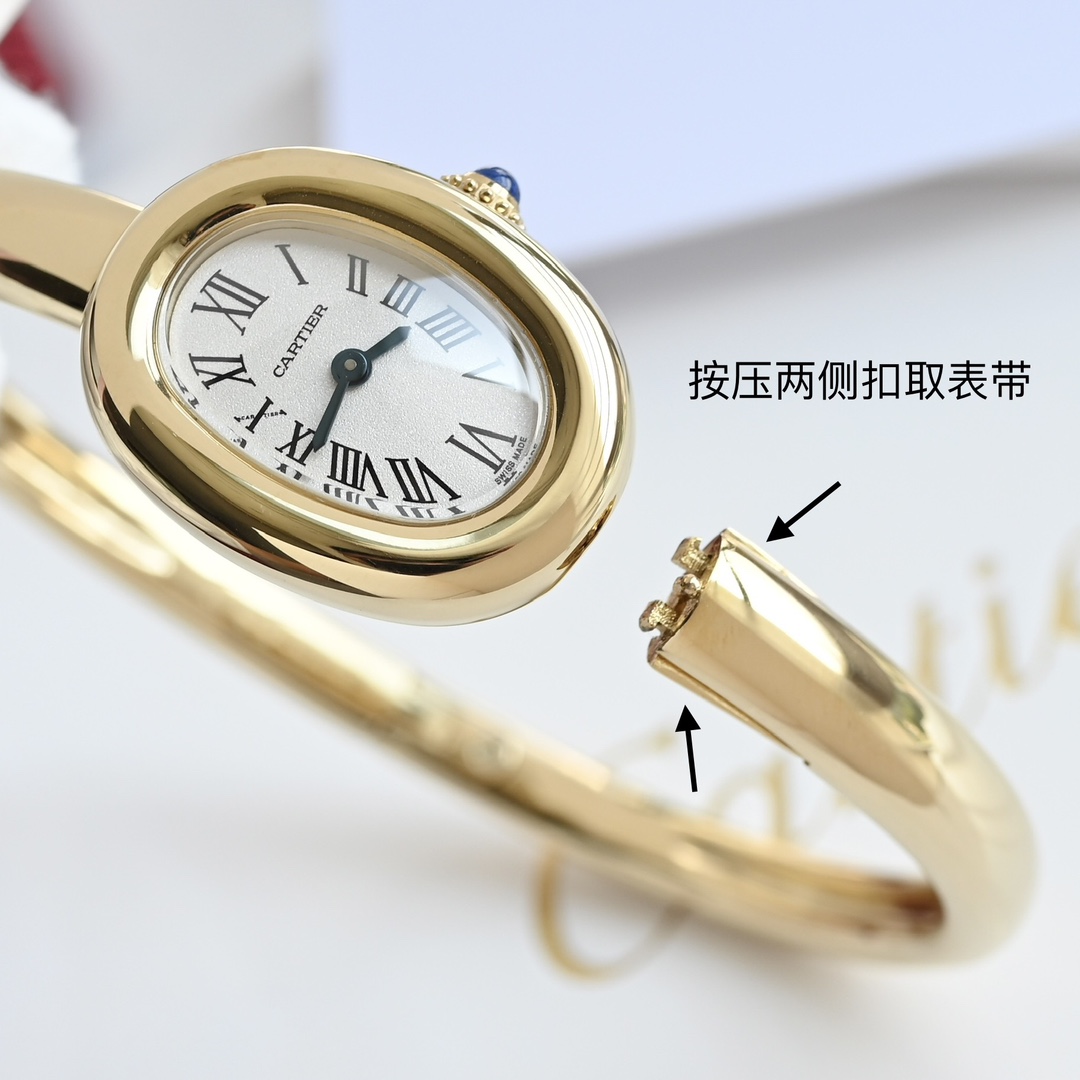 Cartier 卡家 之作浴缸系列 Baignoire 全新“浴缸”手镯腕表 表壳尺寸：24 6*18