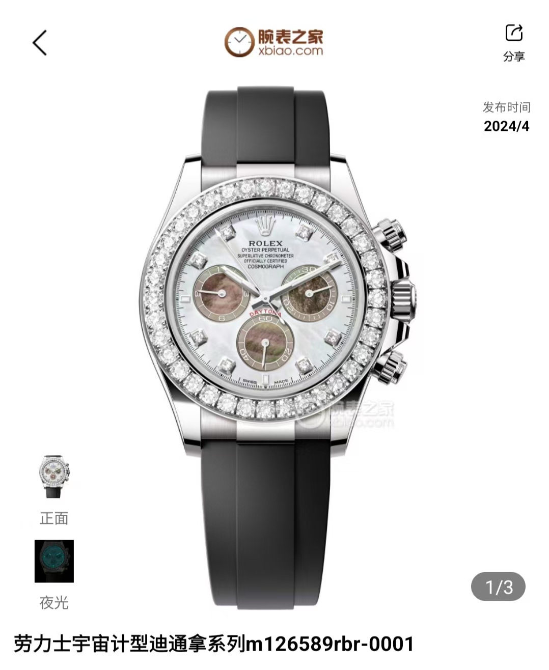 Modelo del sitio web oficial de Rolex Daytona