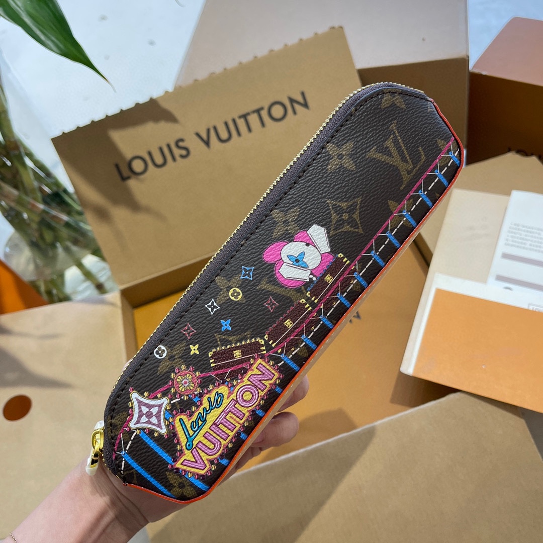 Side view of a leather pencil case