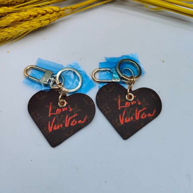 Peach Heart Leather Keychain - Keychain with Keys Attached Peach heart keychain holding keys