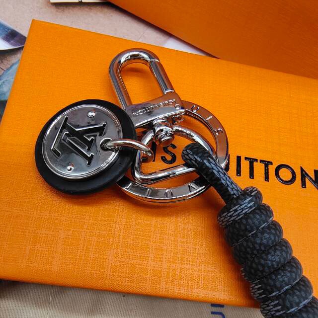 Close-up of leather braided keychain texture