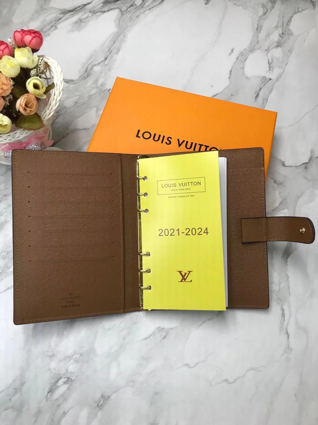 Side view of a leather notebook