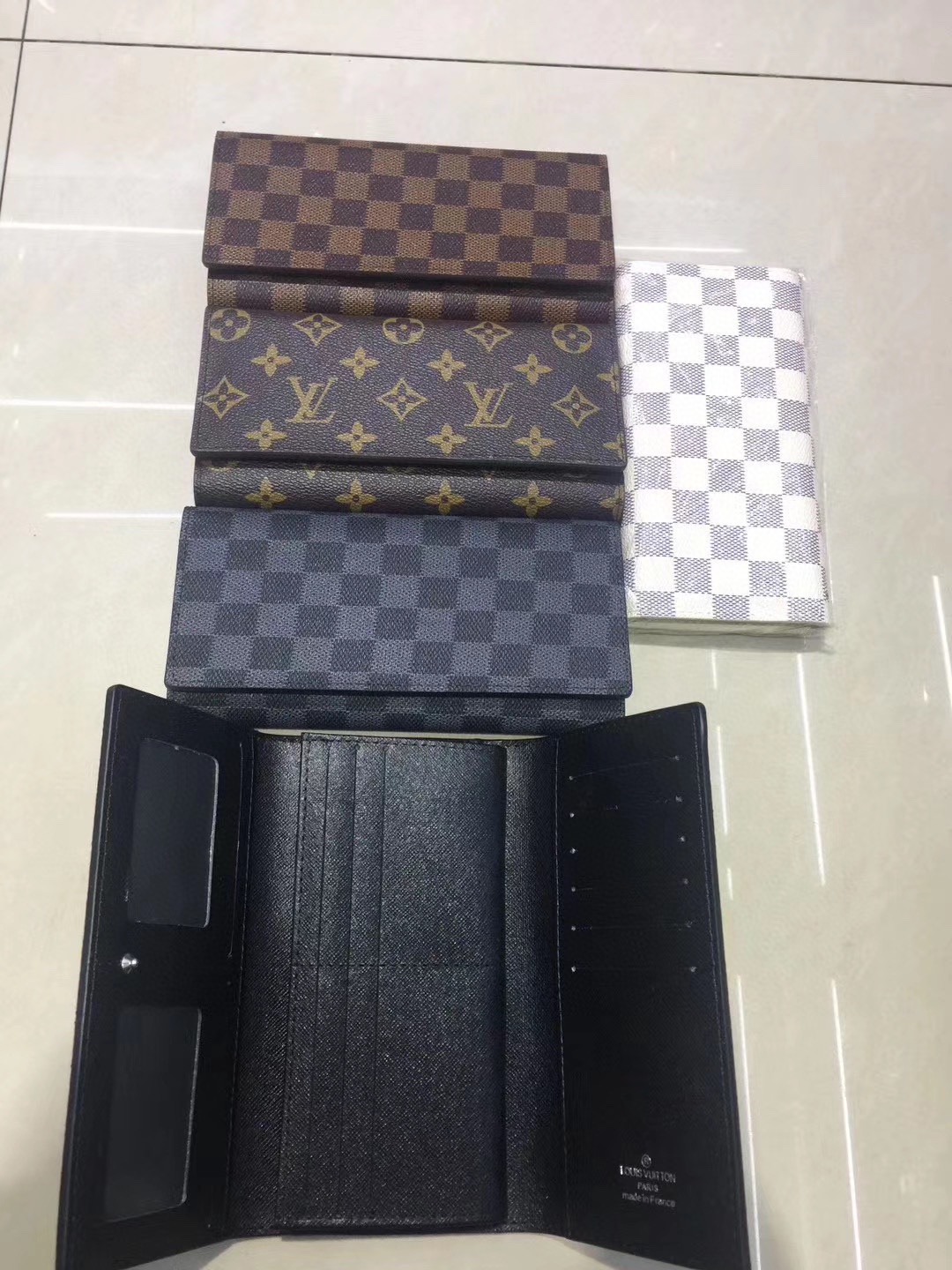 Leather long wallet texture close-up