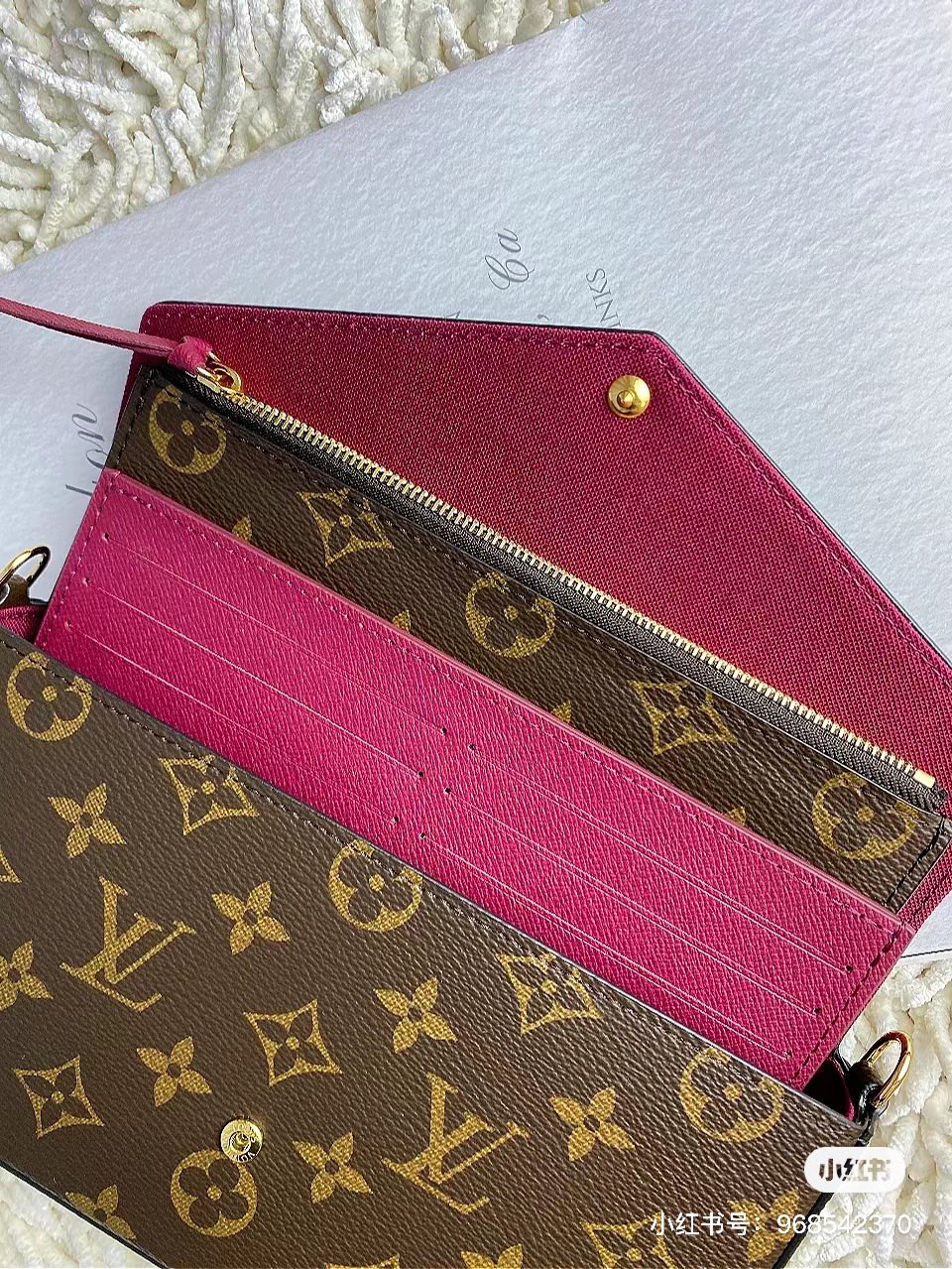 Detailed view of the card compartments inside a wallet