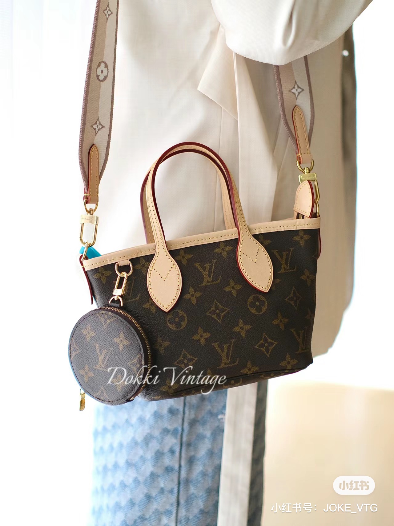 White Crossbody Bag - Model Wearing the Bag Model wearing white leather crossbody bag