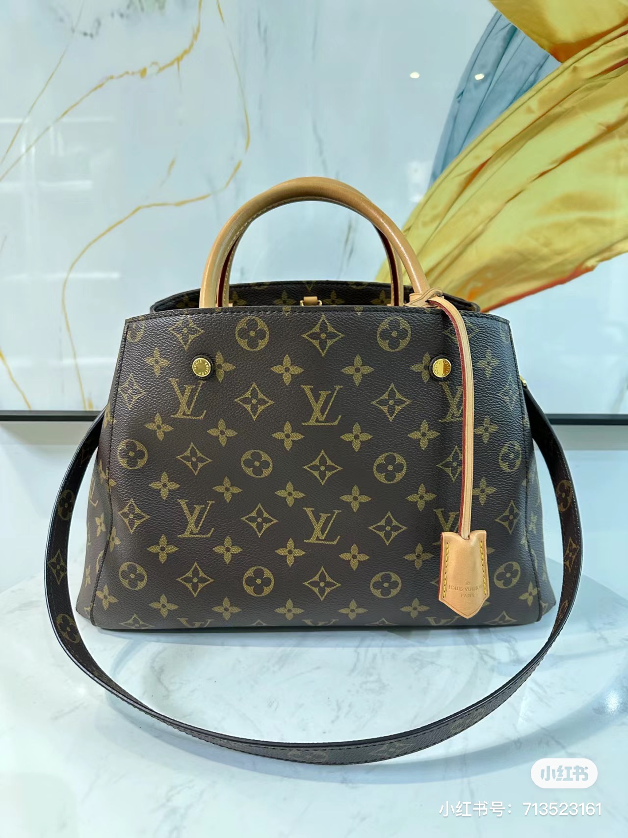 Large leather crossbody bag, front view
