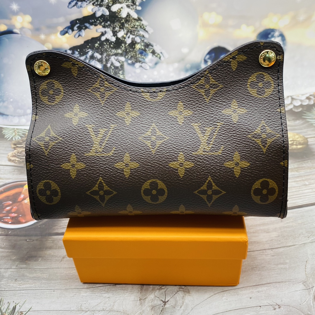 Faux leather tissue box in bedroom