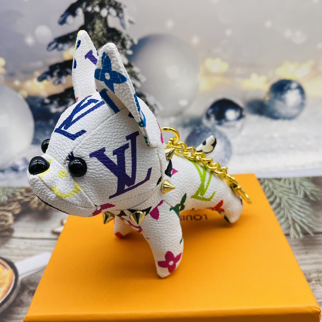 French bulldog keychain close up on ear