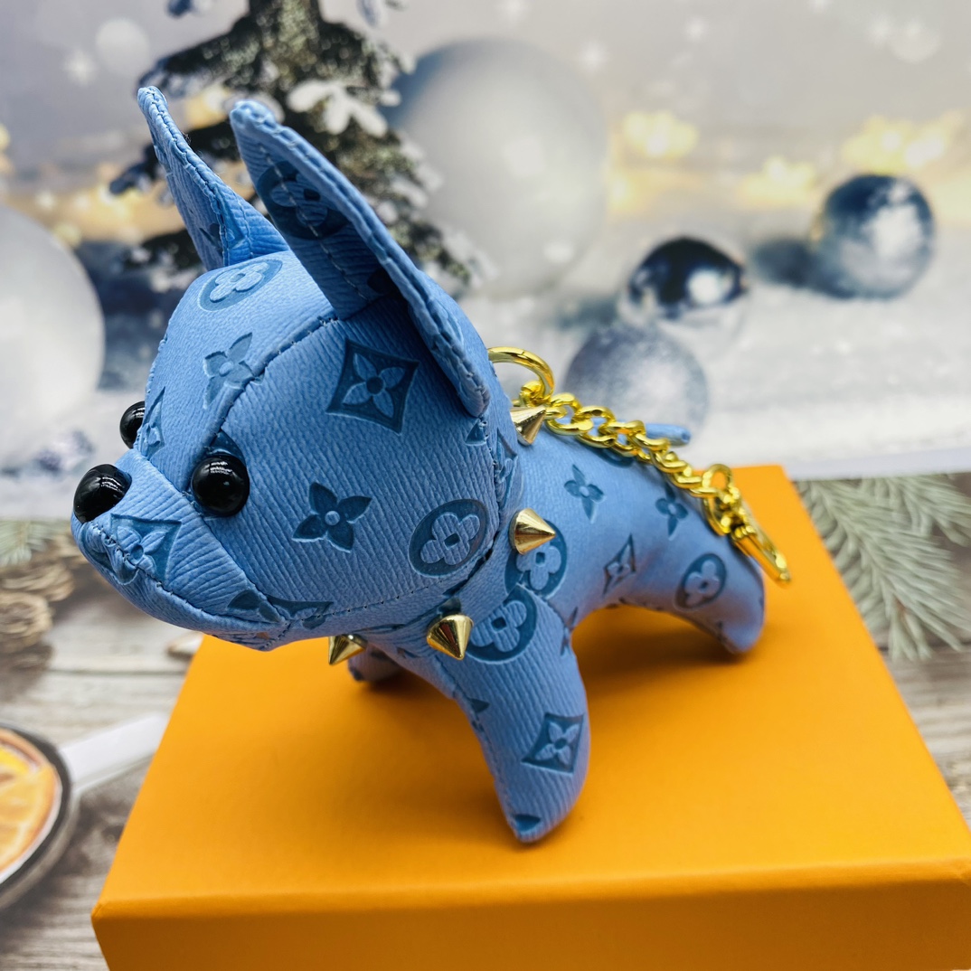 French bulldog keychain close up on nose