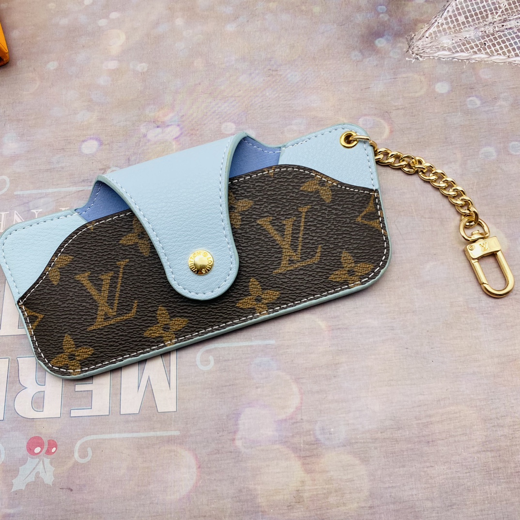 Detail of leather eyeglass case closure