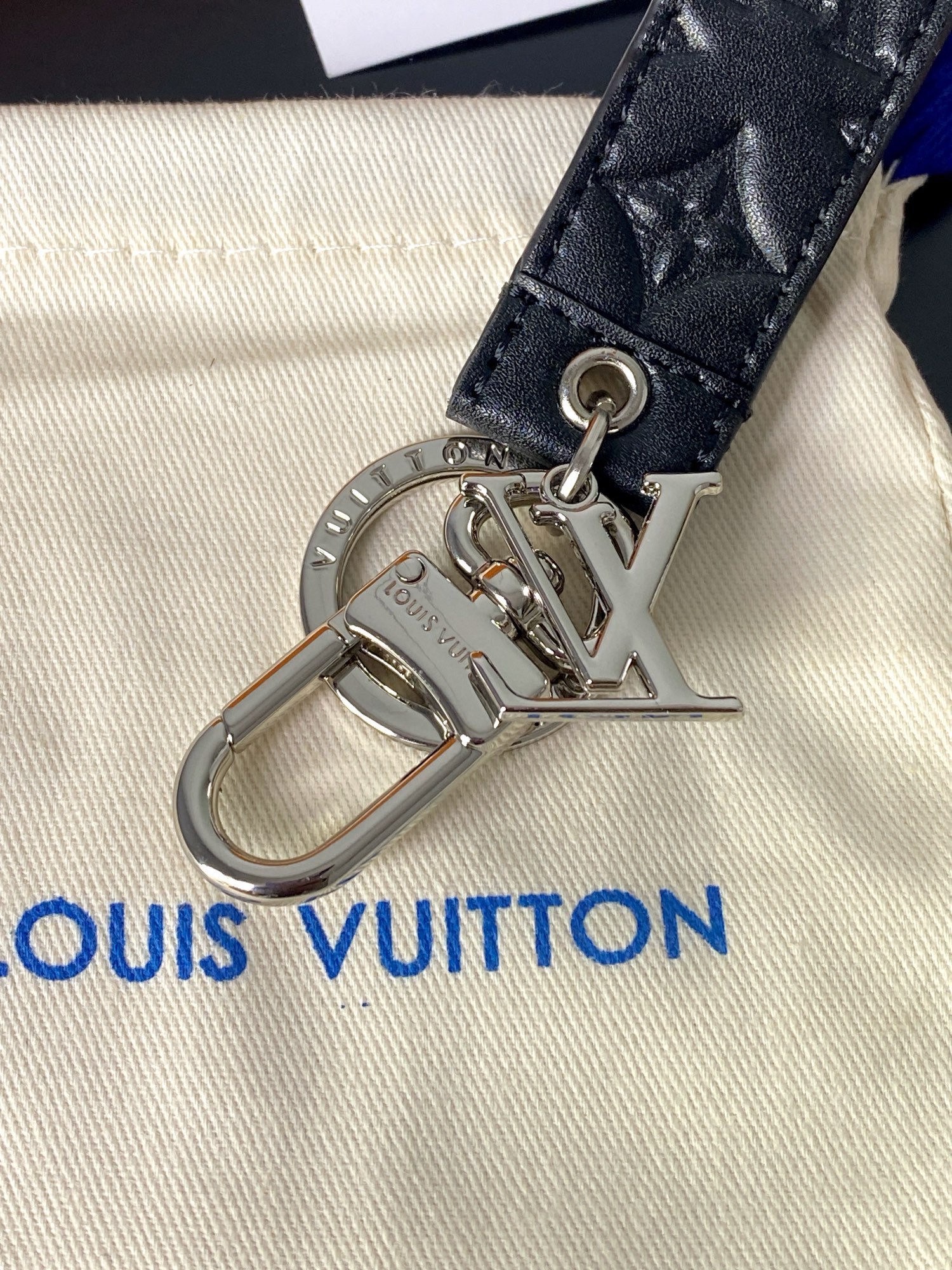 Leather keychain different angles