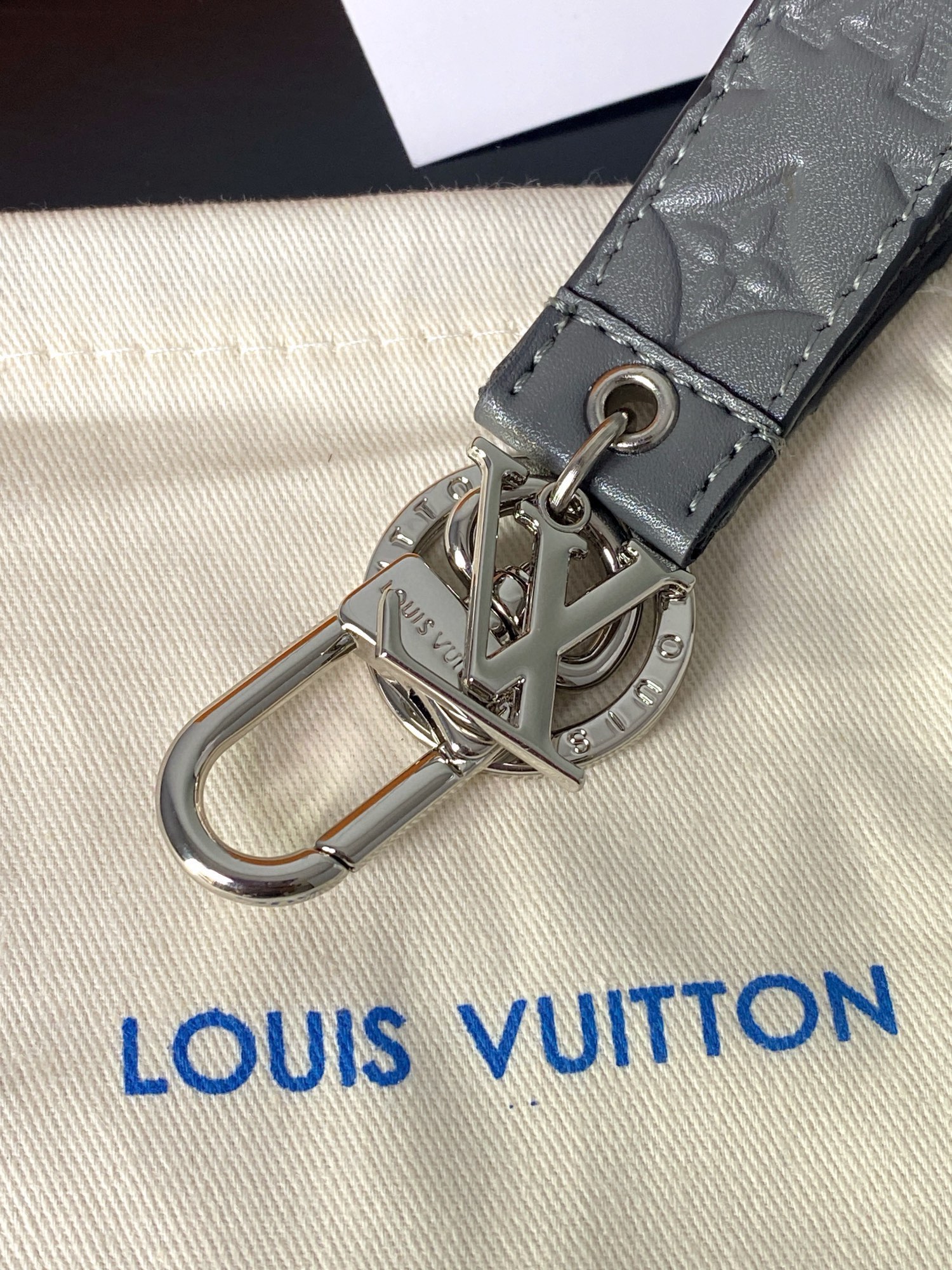 Leather keychain product in use