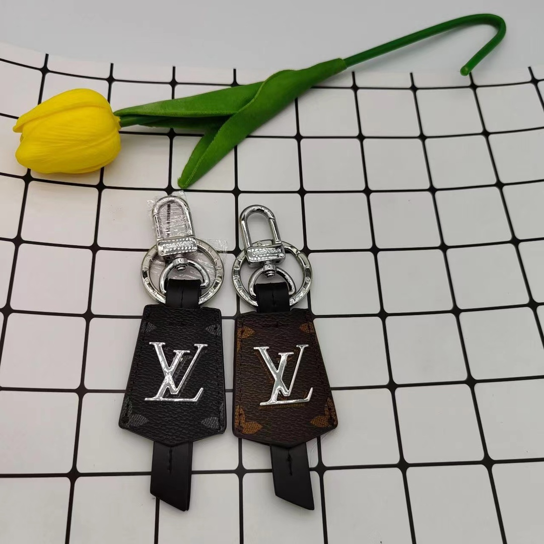 Leather keychain side view