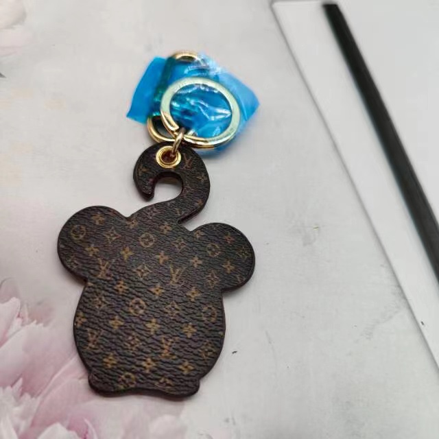 Leather keychain side view