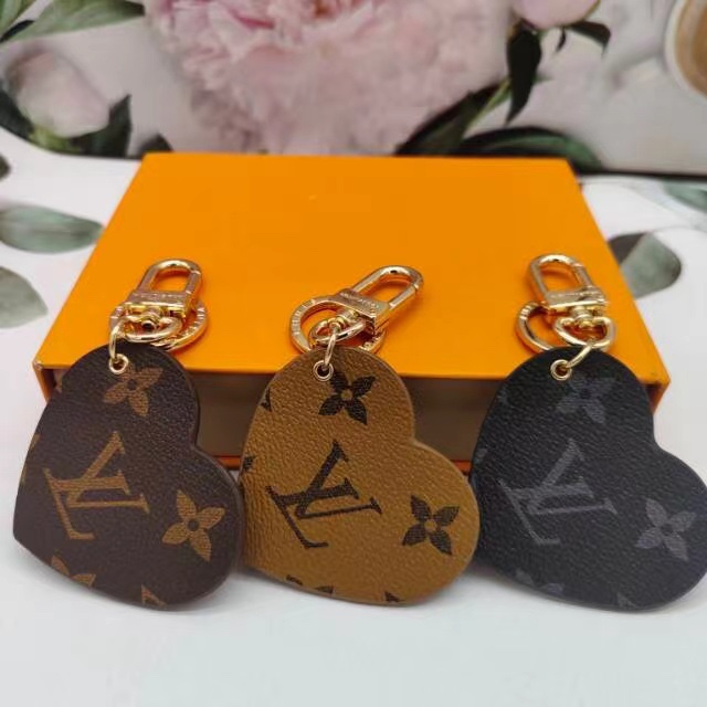 Heart-shaped leather keychain front view