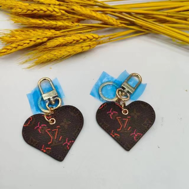 Leather heart keychain close up texture