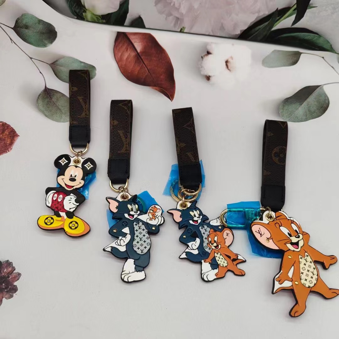 Cat and Mouse Leather Keychain