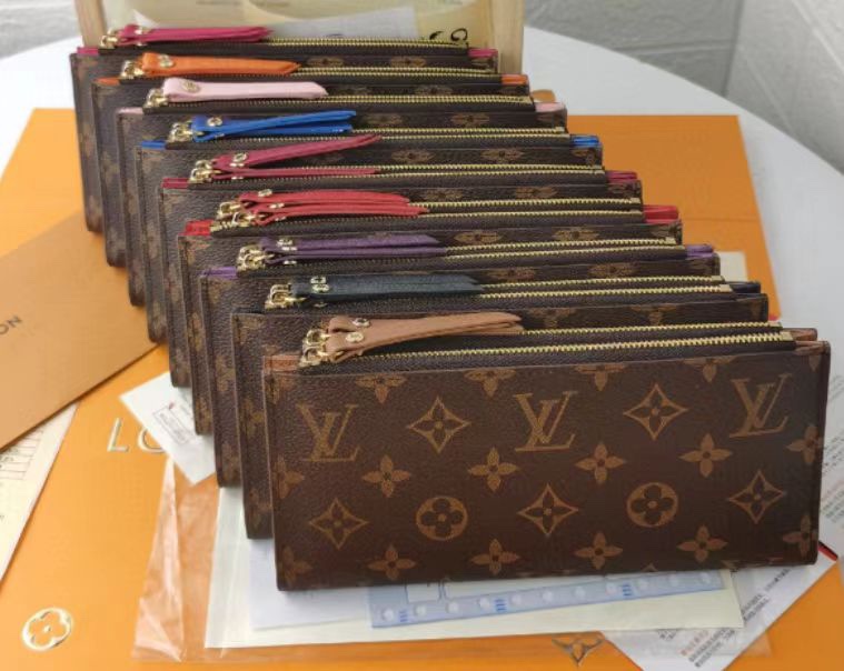 long leather card holder front view