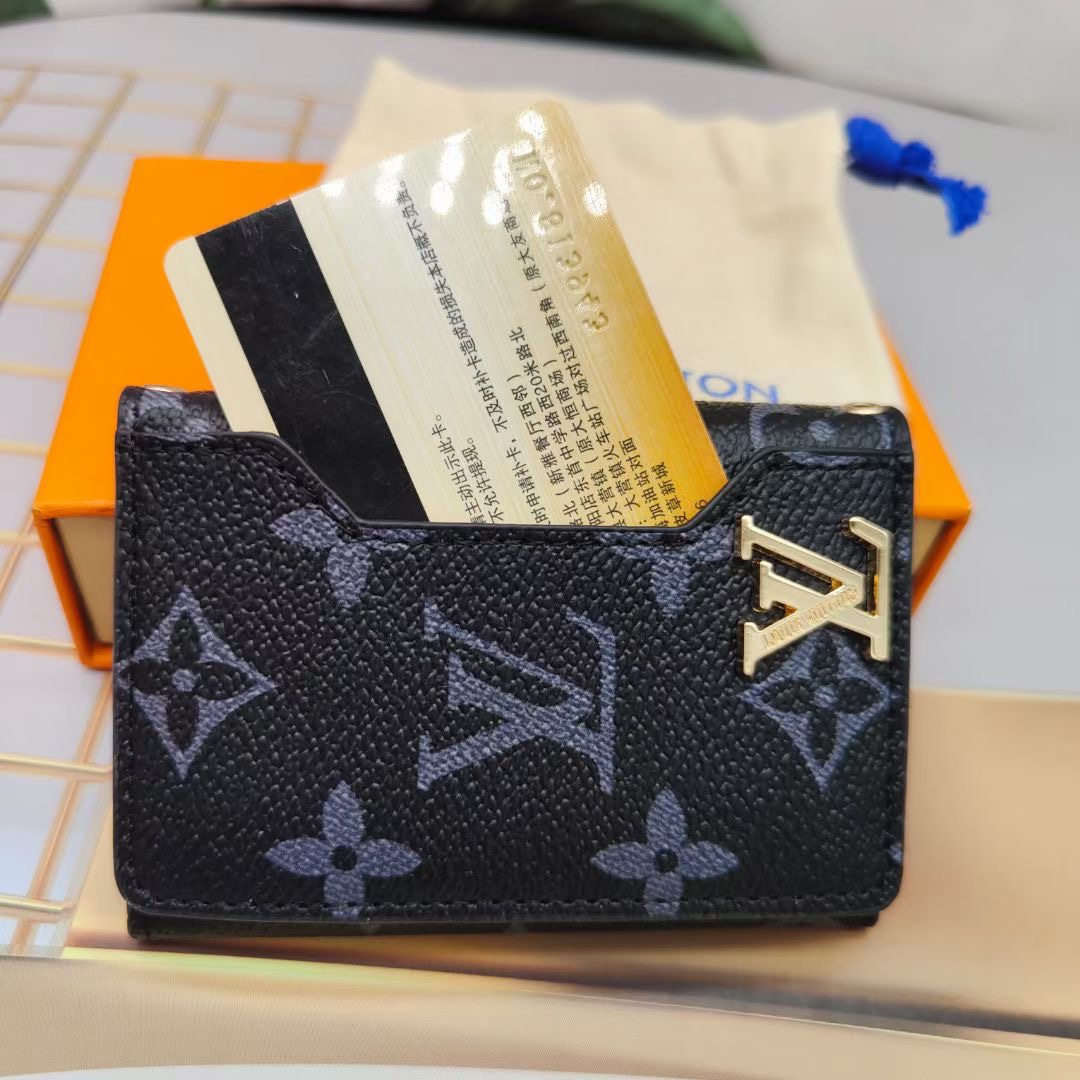 Leather card holder filled with cards