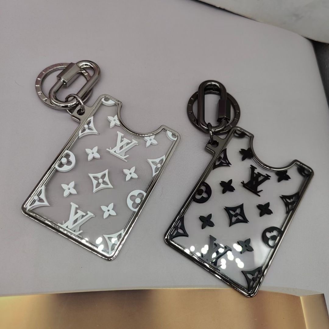 Leather card holder keychain front view