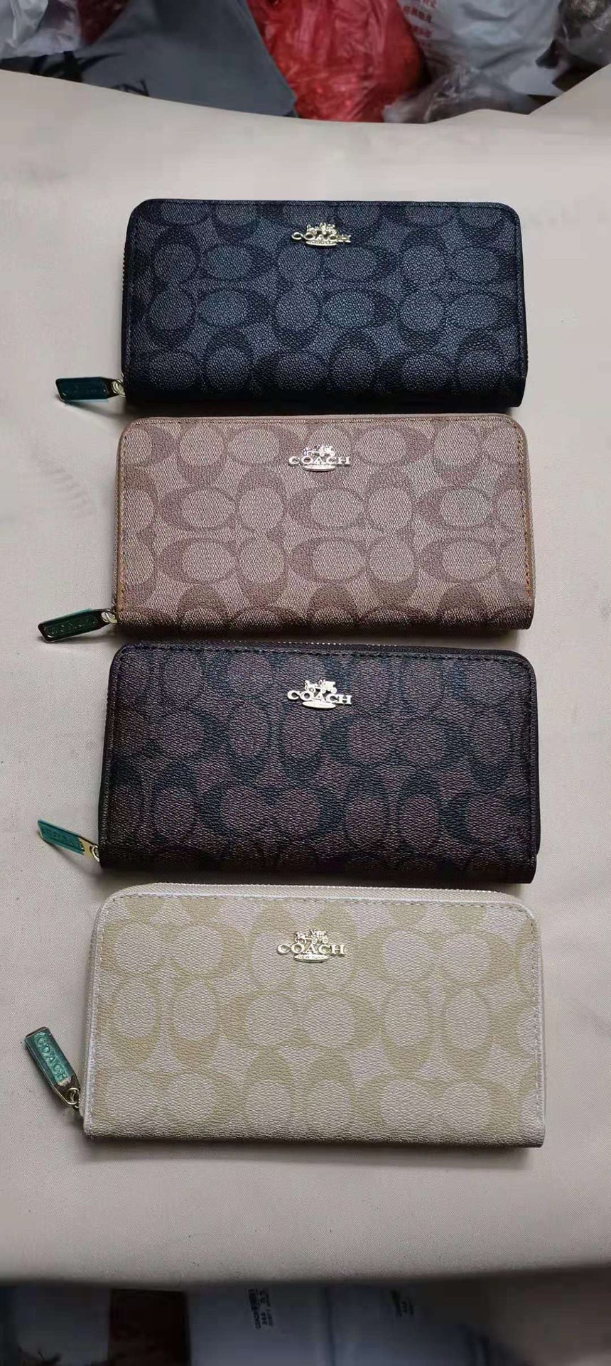 Leather wallet open, showing card slots and interior design