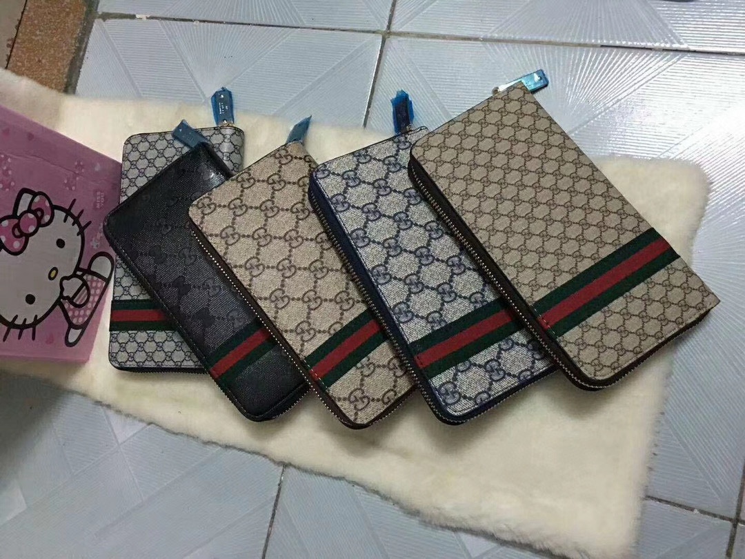 Double G Stripe Leather Wallet Front
