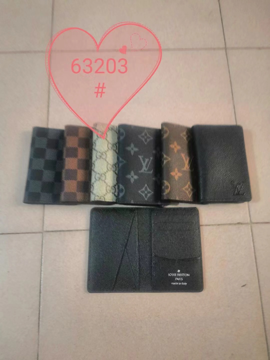 Slim leather card holder front view