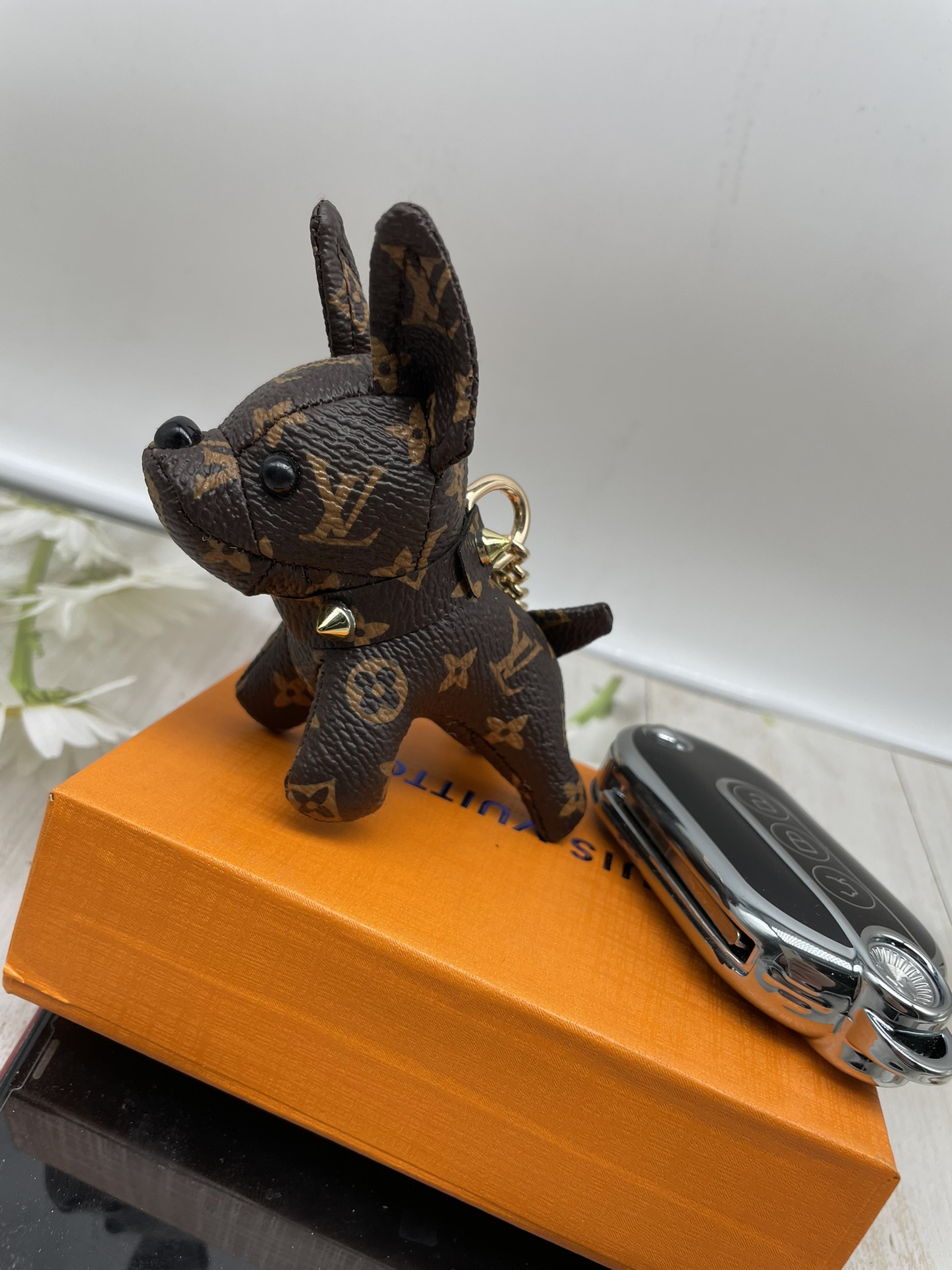Mini bulldog doll handbag front view
