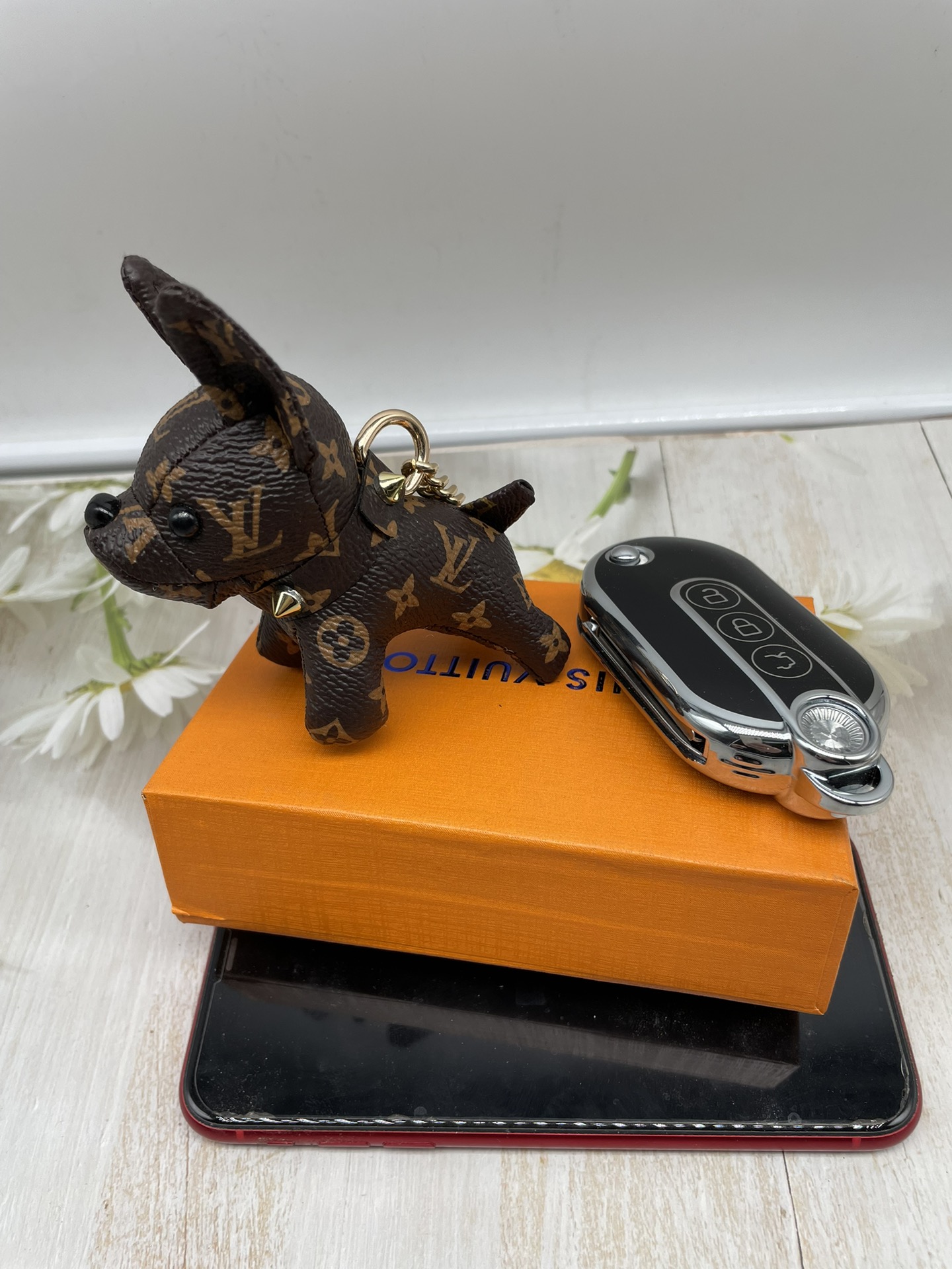 Mini bulldog doll handbag being carried