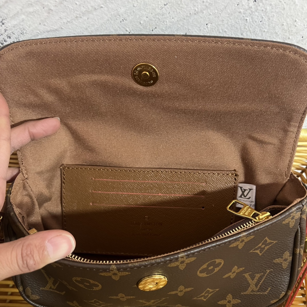 Luxury leather crossbody bag model wearing