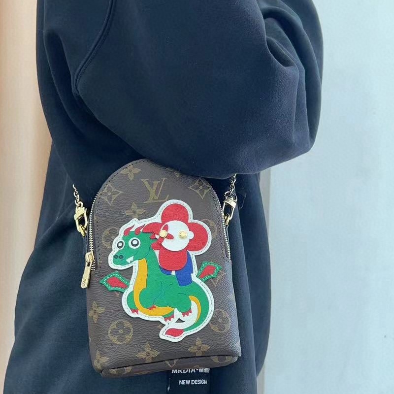 Green Dragon Leather Crossbody Bag front view