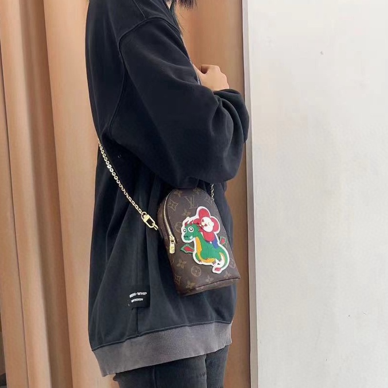 Green Dragon Leather Crossbody Bag model wearing