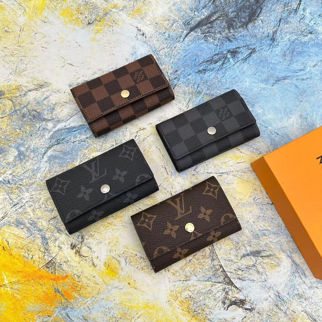 Genuine leather keychain, front view
