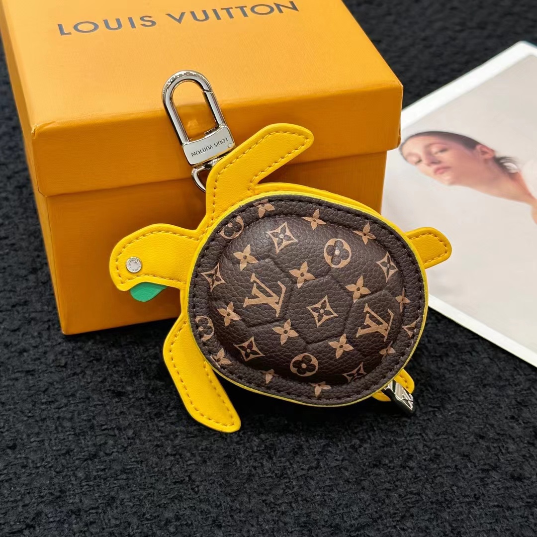 Close-up of luxury leather keychain texture