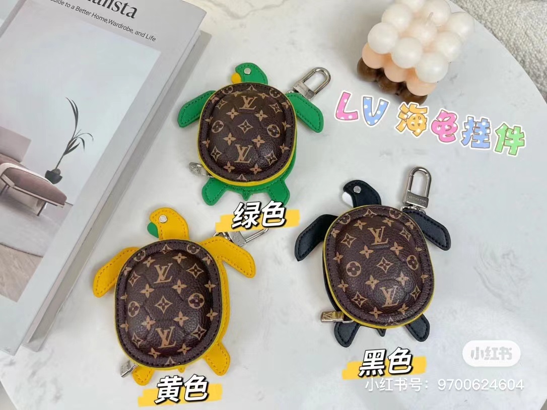 Luxury leather keychain, front view