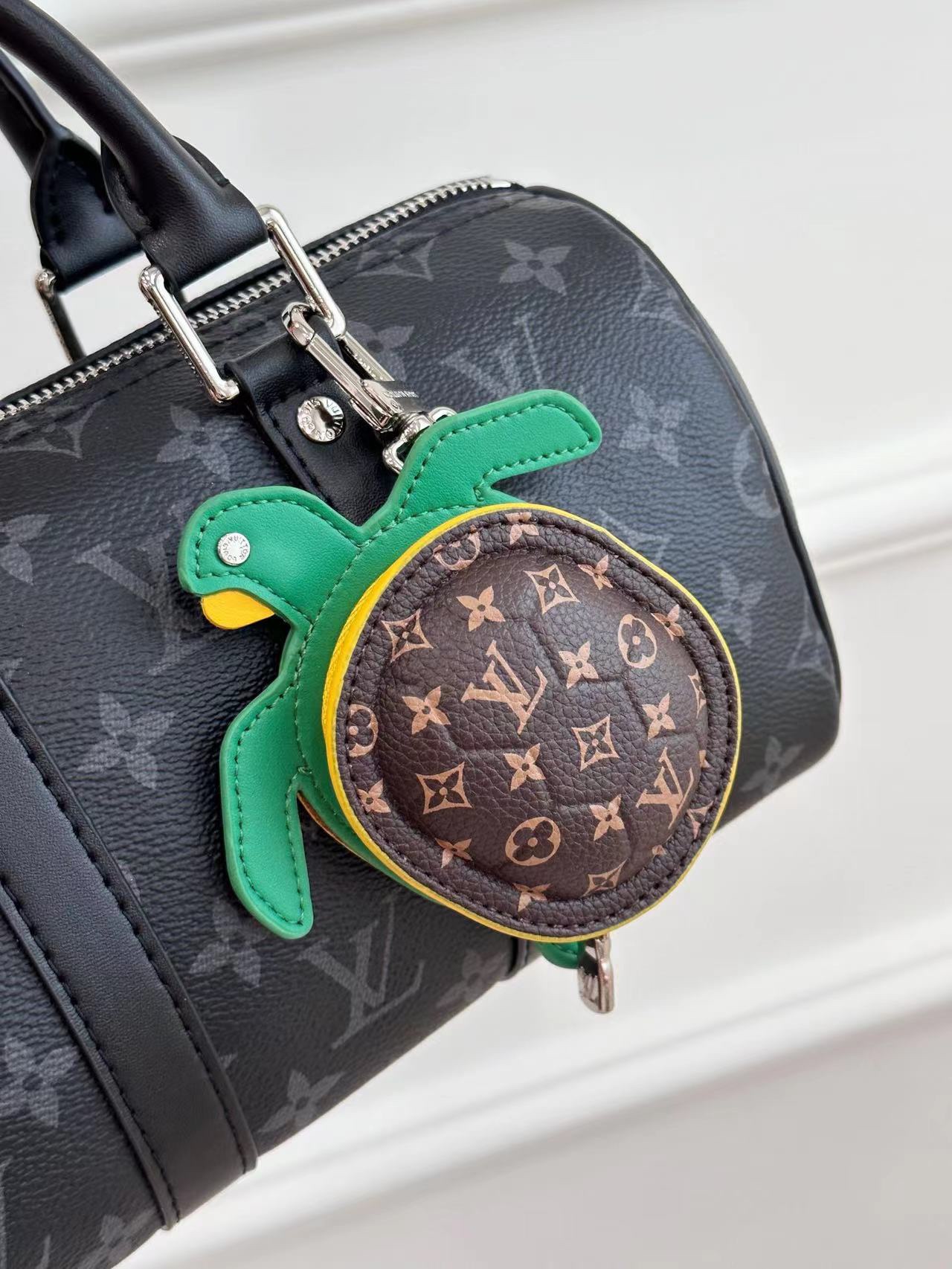 Side profile of the luxury leather keychain