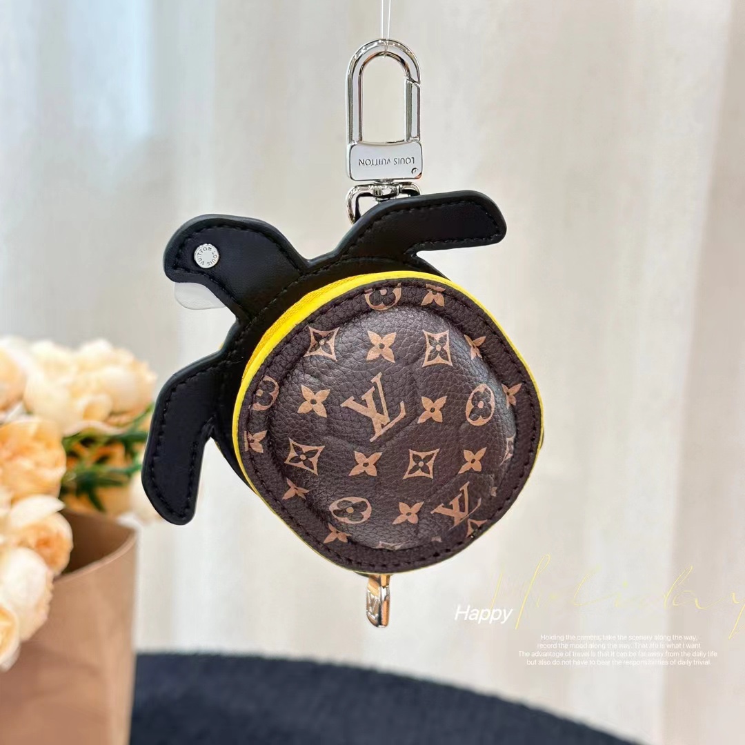 Luxury leather keychain in hand
