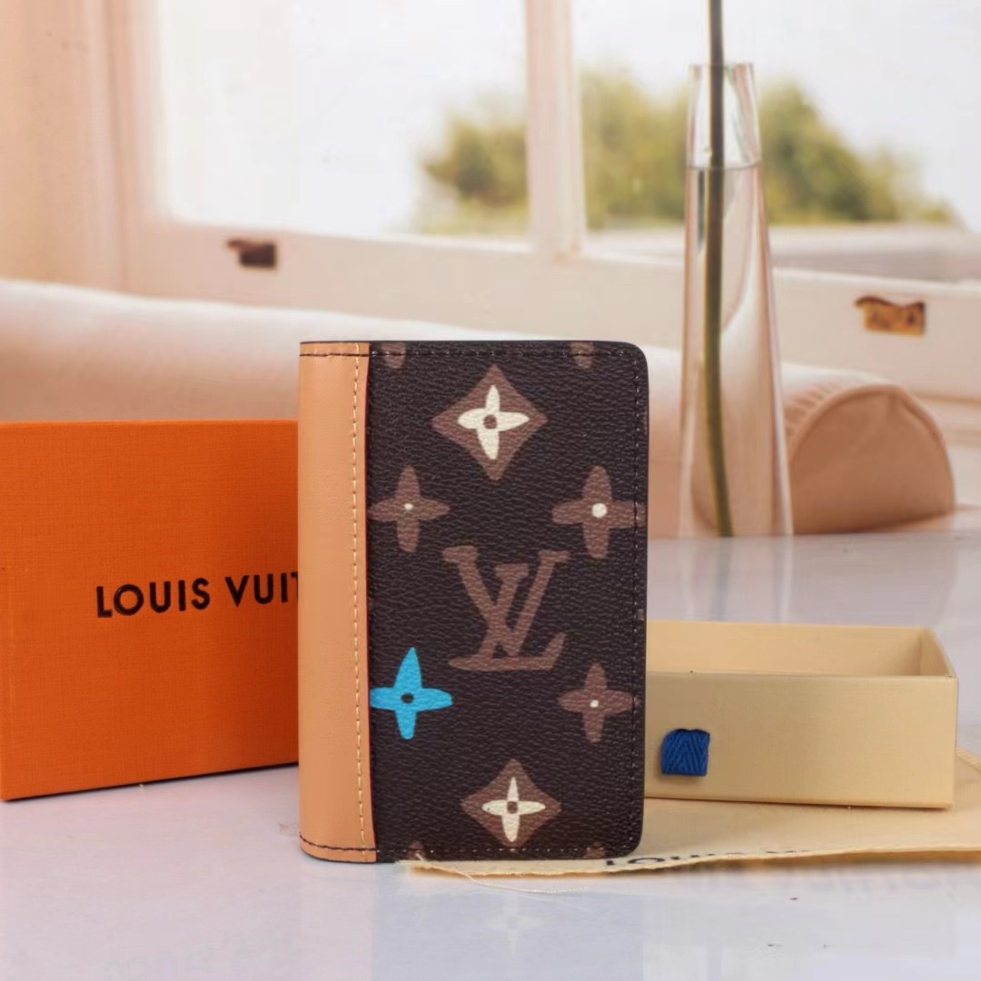 Front view of a genuine leather card holder