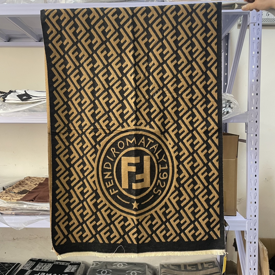 Designer silk scarf with signature logo
