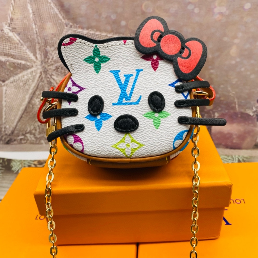 Bottom view of floral kt cat mini handbag